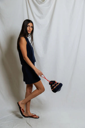 perfectwhitetee Emery Loop Terry Skirt in Navy