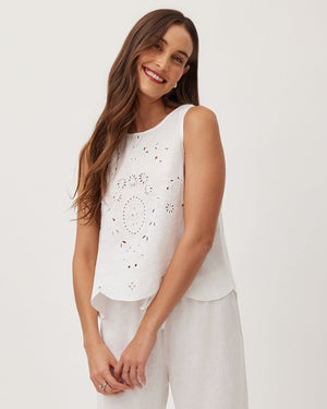 Bella Dahl Eyelet Embroidered Tank-White