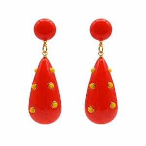 Michael Nash Jewelry Kathryn Orange And Yellow Drop Polka Dot Earrings