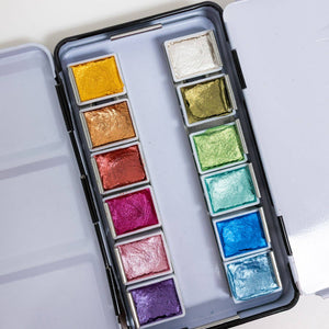 Bailey Rae Studio 12 Color Travel Metallic Watercolor Paint Palette