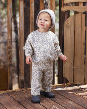 Rylee + Cru Wide Leg Sweat Pant in Blue Leopard