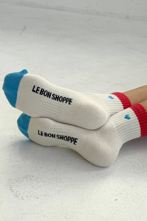 Le Bon Shoppe Embroidered Color Block Girlfriend Socks