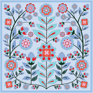Jessie Zhao New York Double Sided Silk Scarf in Pink Garden