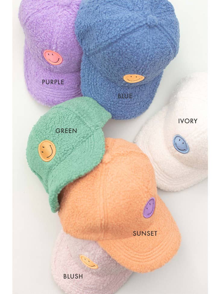 Space46 Smiley Boucle Kids Baseball Hat - Multiple Colors!