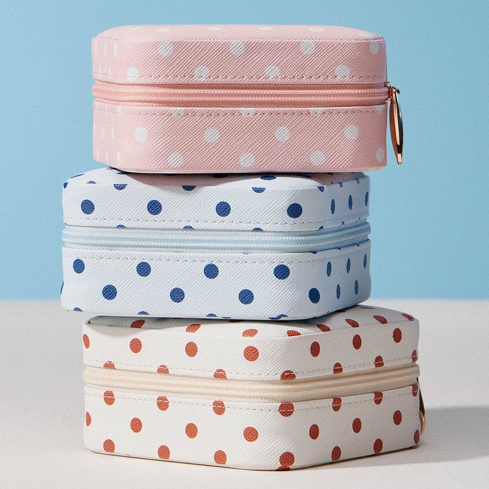 Sensibling Corp. Polka Dot Pattern Print Portable Square Jewelry Box