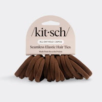 KITSCH Recycled Fabric Seamless Hair Elastics 20pc Set in Chocolate