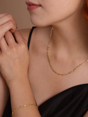 GoldFi - 18k Gold Filled 3x1 Alternated Paperclip Necklace 16 inch