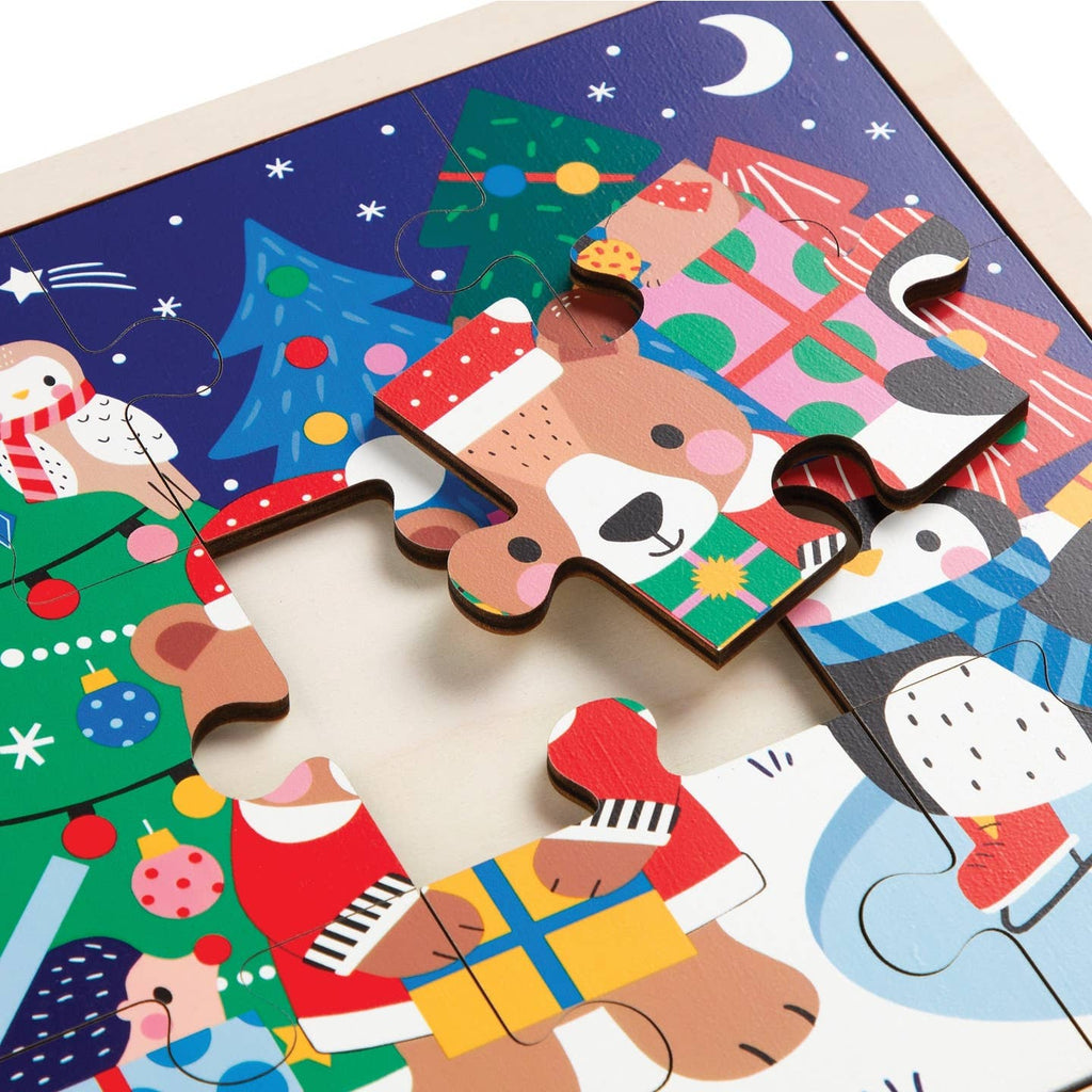 Mudpuppy Festive Friends 12 Piece Wooden Tray Puzzle
