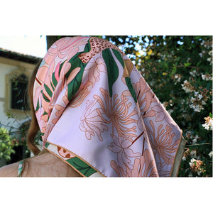 Jessie Zhao New York Double Sided Silk Scarf in Jungle Gathering