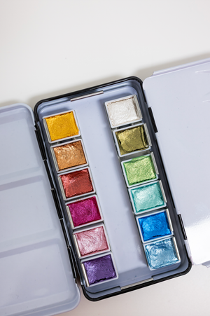 Bailey Rae Studio 12 Color Travel Metallic Watercolor Paint Palette