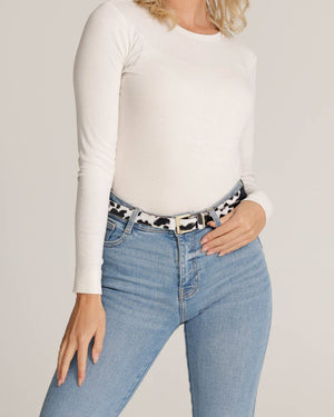 Amsterdam Heritage Aliza Leather Belt in Cow Print