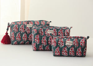 MYNAHbySmitha Quilted Travel Bag in Emerald Motif -Assorted Sizes