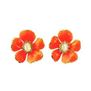 The Pink Reef - The Pink Reef Small Neon Orange Floral