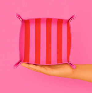 Aspen Lane Red and Pink Stripe Trinket Tray