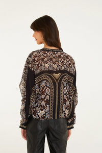 Farm Rio Daniela Longe Sleeve Top in Black