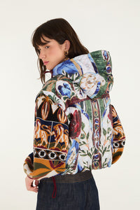 Farm Rio Pietra Cura Cropped Puffer Jacket in Tapestry