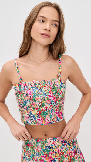 Farm Rio Peasant Floral Top in Off-White Butterflies