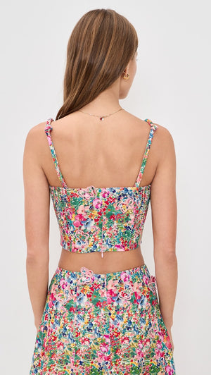 Farm Rio Peasant Floral Top in Off-White Butterflies