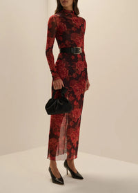 Favorite Daughter The Sheer Fantasy Dress in Wine Floral