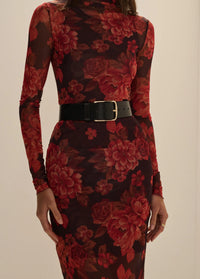 Favorite Daughter The Sheer Fantasy Dress in Wine Floral