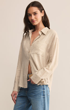 Z Supply Alfie Button Up Shirt in Flax