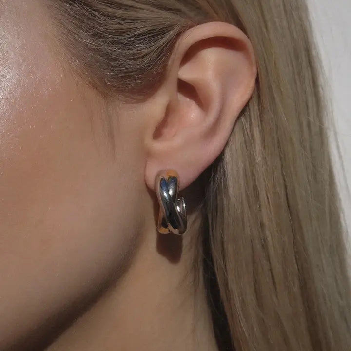 Mod + Jo Sullivan Two Toned Hoops in Gold/Silver