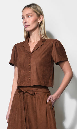 Greylin Biar Suede Top in Camel