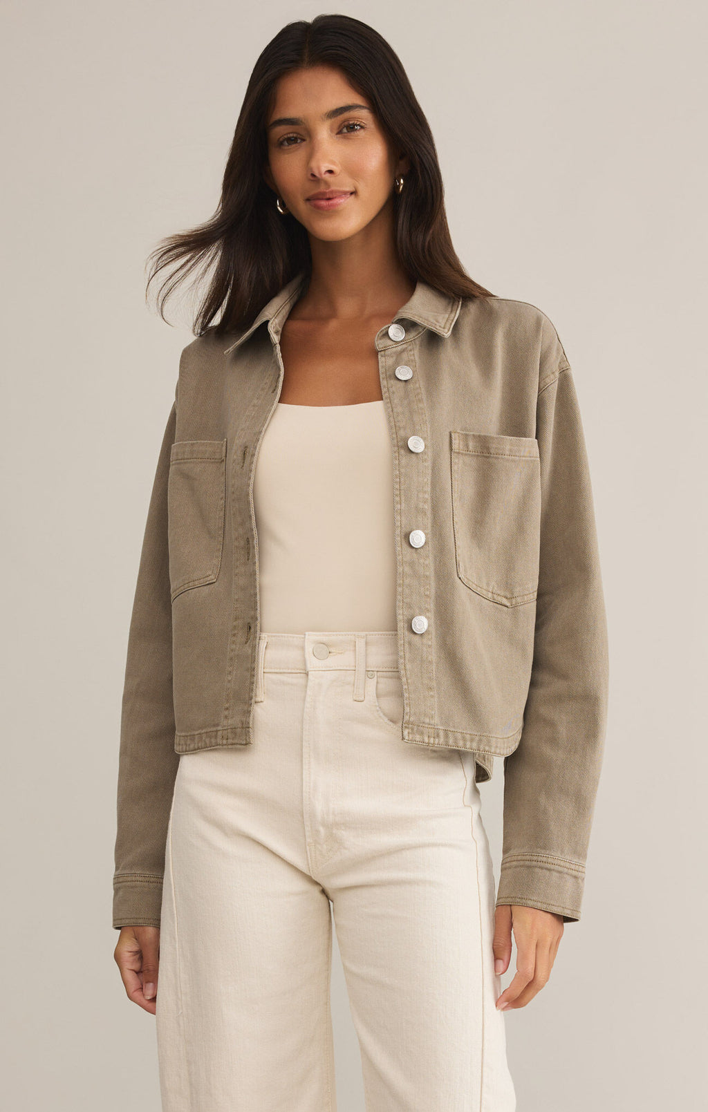 Z Supply All Day Cropped Jacket in Pebble Moon