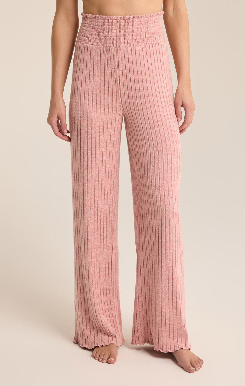 Z Supply Dawn Smocked Rib Pant in Rosebud