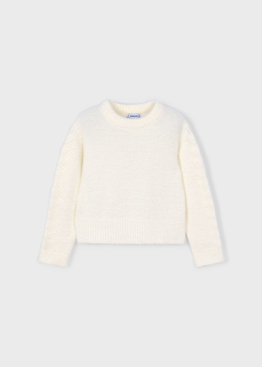 Mayoral White Angora Sweater with Star Detail
