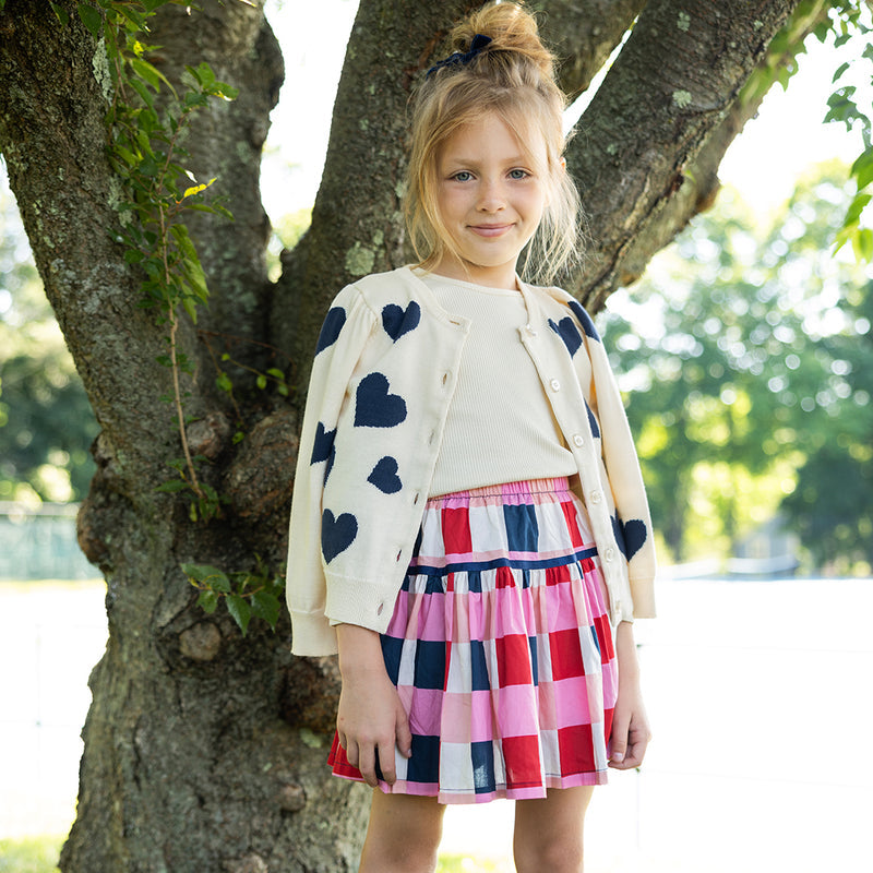 Pink Chicken Constance Sweater in Navy Tossed Hearts