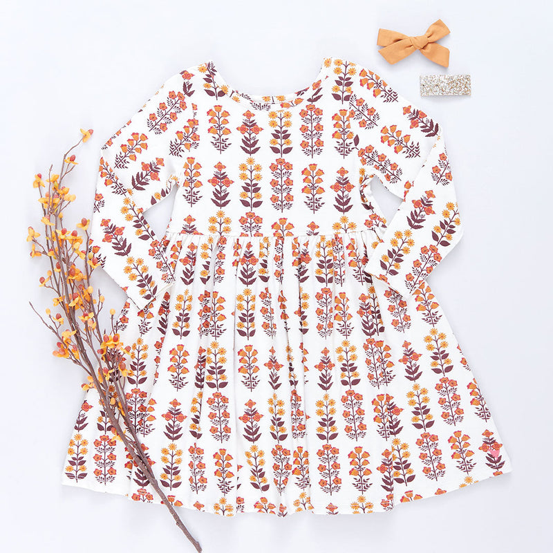 Pink Chicken Organic Steph Dress in Fall Field Floral