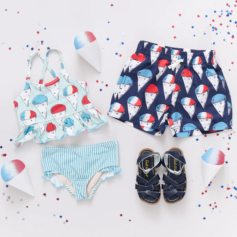 Pink Chicken Baby Boy Swim Trunk in Snow-Cones
