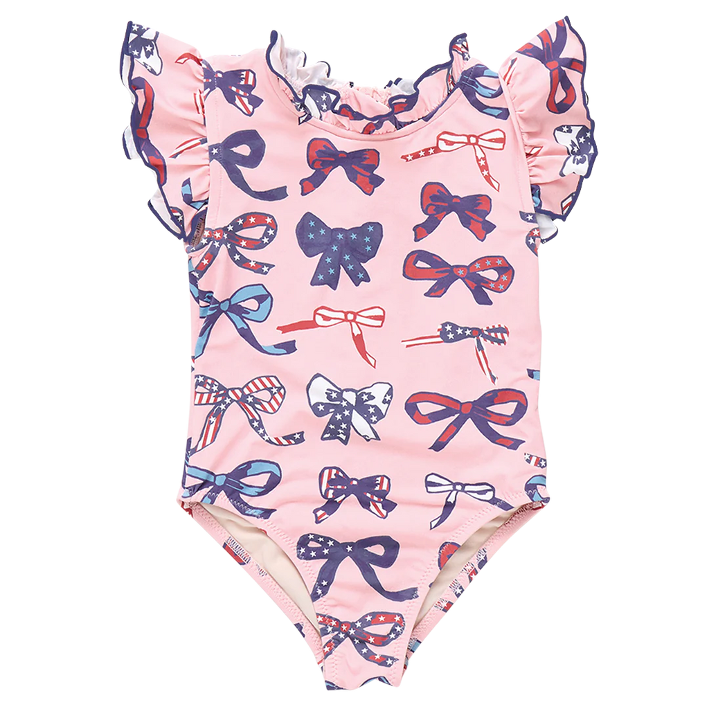 Pink Chicken Jennifer Swimsuit in Pink Patriotic Bows