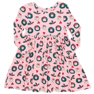 Pink Chicken Bamboo Steph Dress in Wreaths and Holly