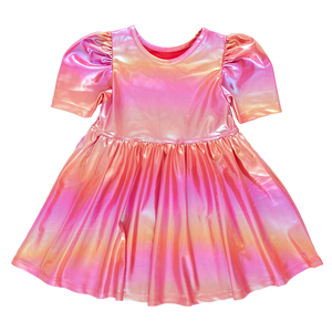 Pink Chicken Laurie Dress in Rainbow Pink Lamé