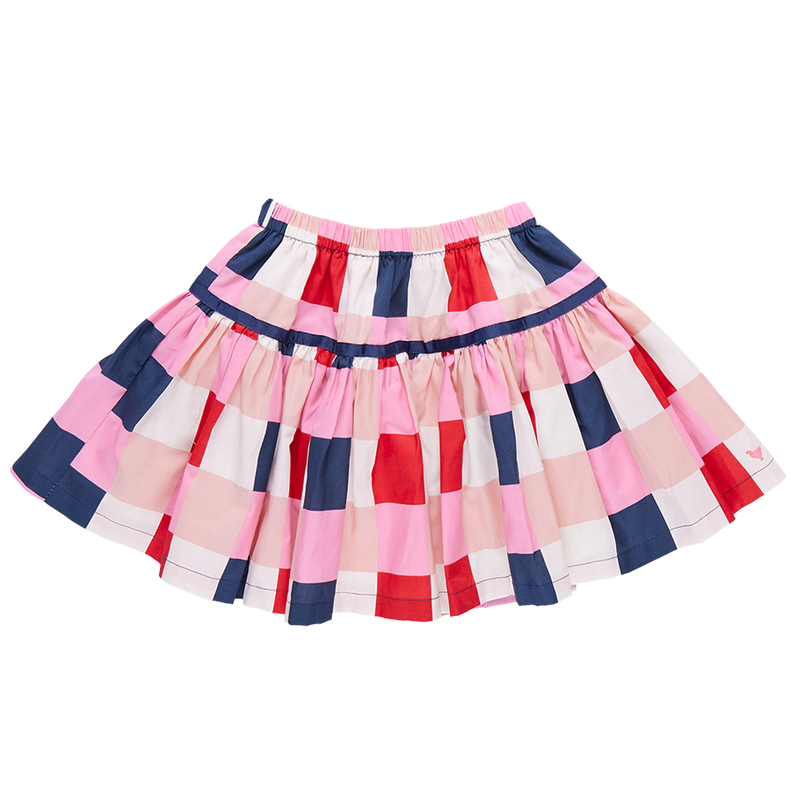 Pink Chicken Maribelle Skirt in Navy Red Check