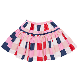 Pink Chicken Maribelle Skirt in Navy Red Check