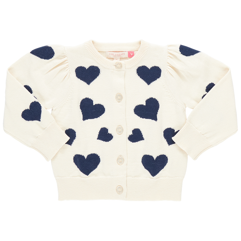 Pink Chicken Constance Sweater in Navy Tossed Hearts