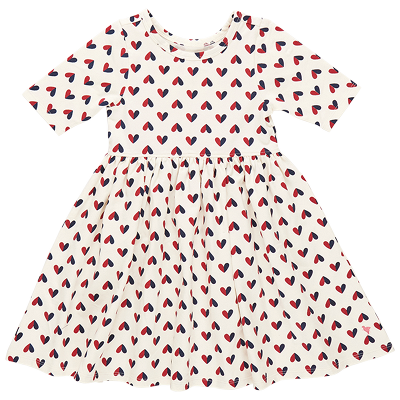 Pink Chicken Organic Steph Dress in Mini Half Hearts