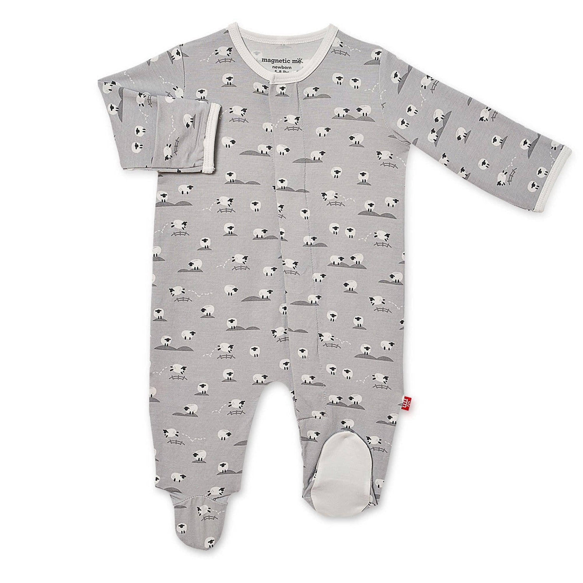 Magnetic Me Modal Footie in Baa Baa Baby Gray