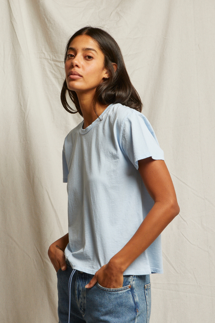 perfectwhitetee Harley Boxy Tee in Sky Blue