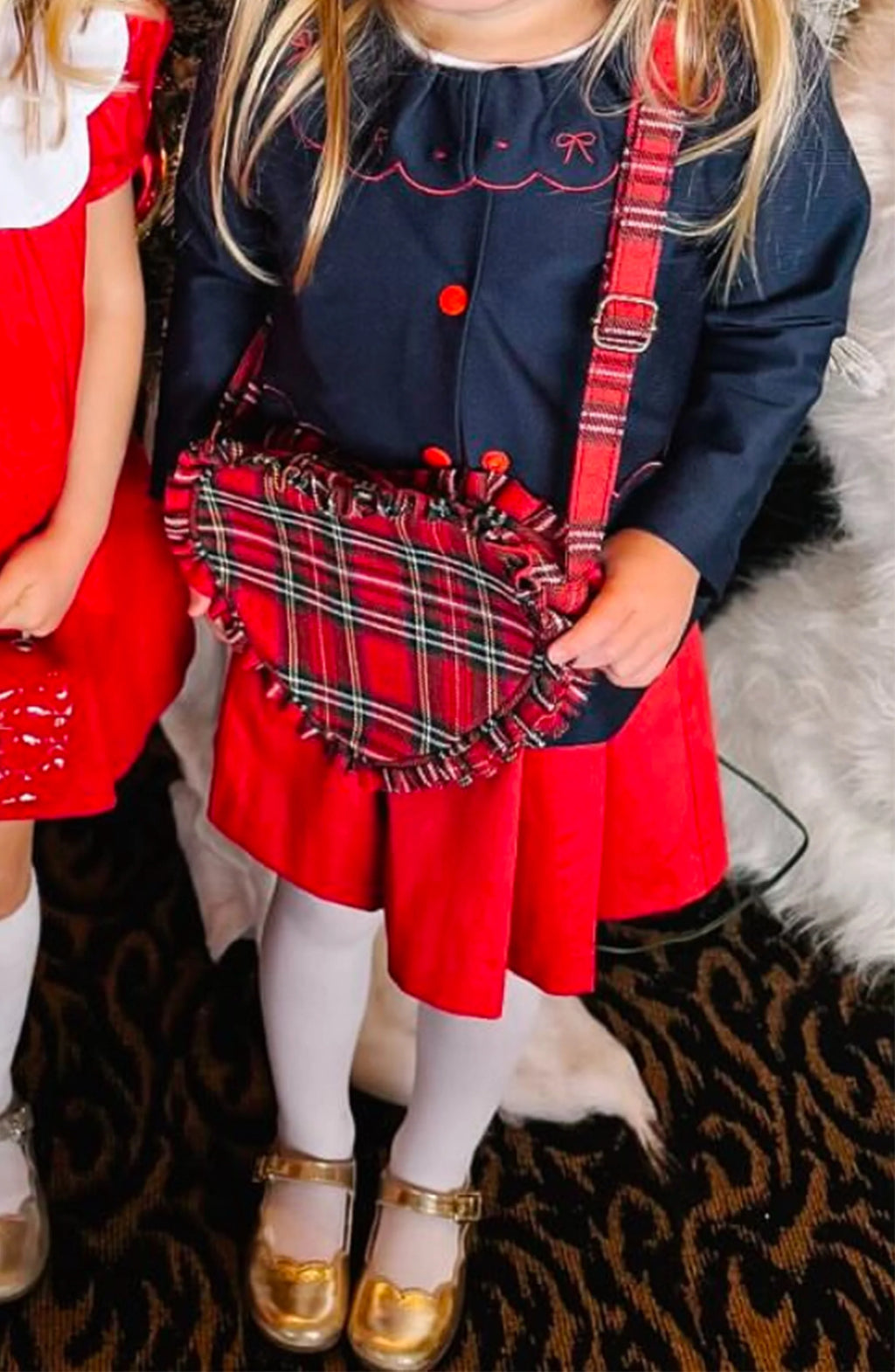 Bits & Bows Red Plaid Heart Purse
