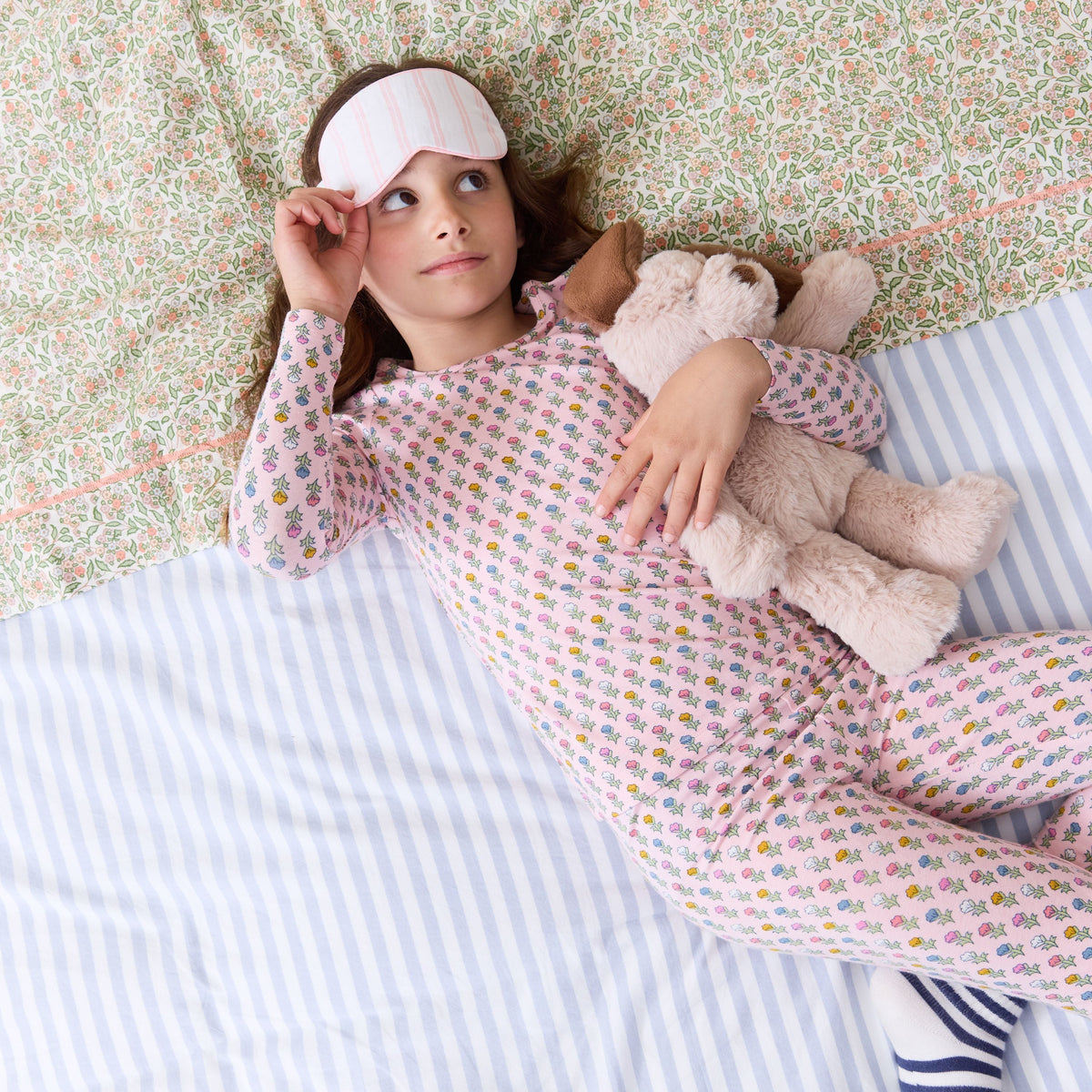 Pink Chicken Bamboo Pajama Set in Pink Carnations