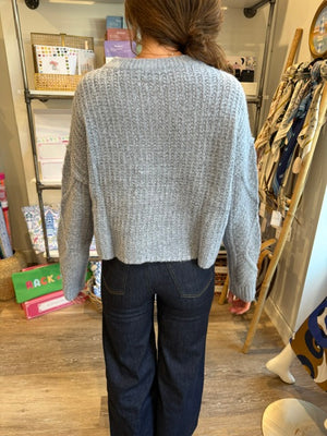 Autumn Cashmere Cropped Boxy Cable in Denim