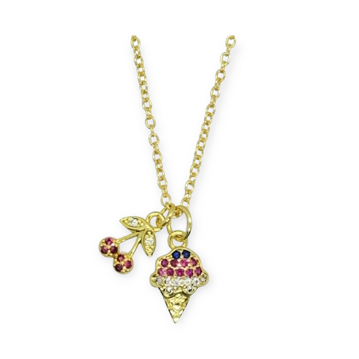 Bottleblond Pave Ice Cream and Cherry Necklace