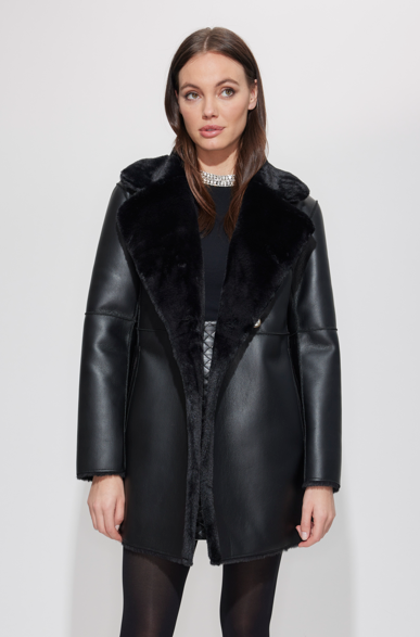 Generation Love Megan Reversible Faux Fur Shearling Coat in Black ...