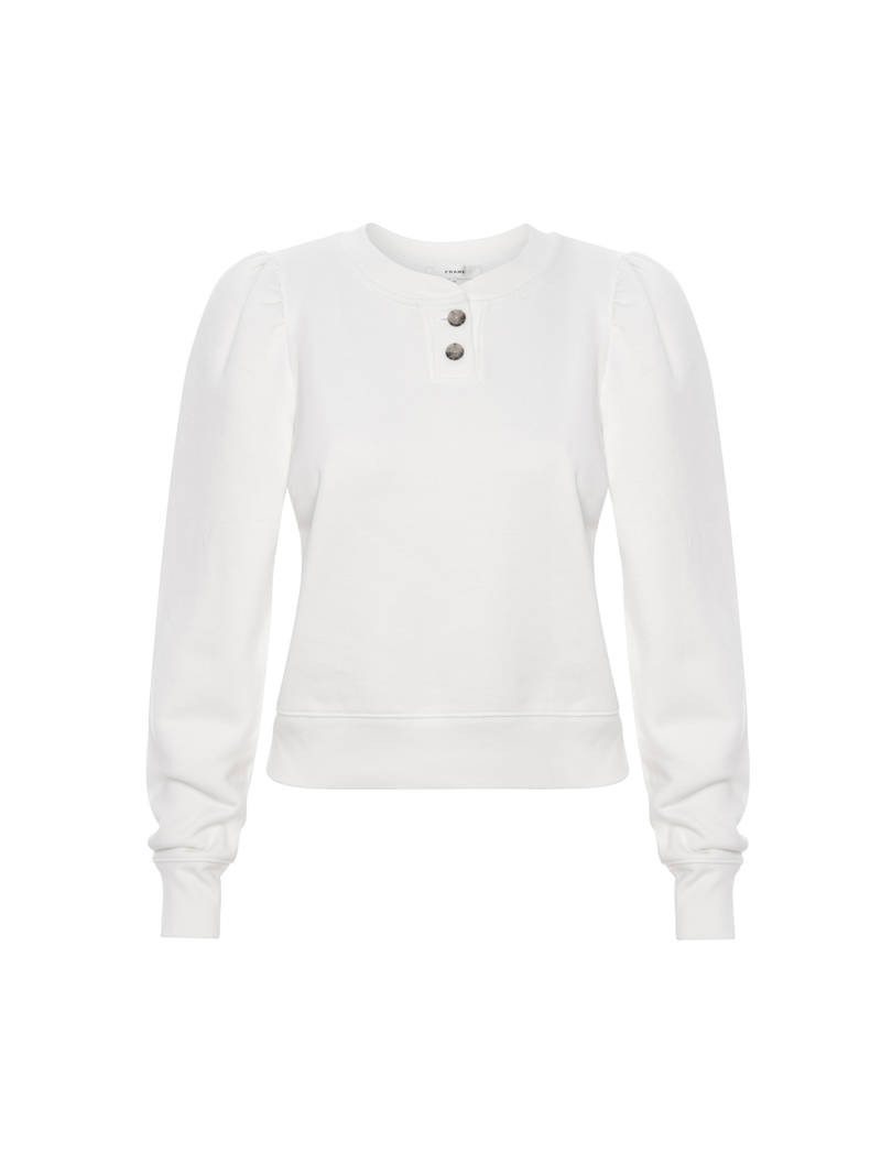 Frame Femme Henley Sweatshirt in White