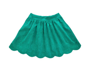 James & Lottie Kelly Scalloped Skirt in Green Cord