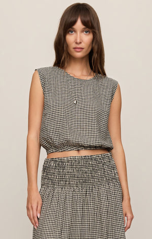Z Supply Merit Cropped Gingham Top in Black